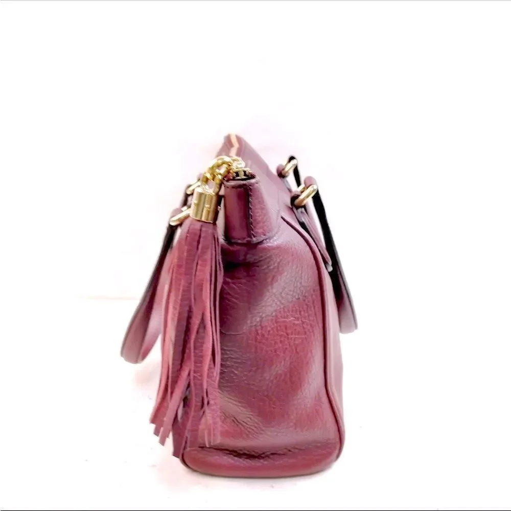 Auth Gucci Bordeaux Purple Leather SoHo Small GG Monogram Zip Working Tote